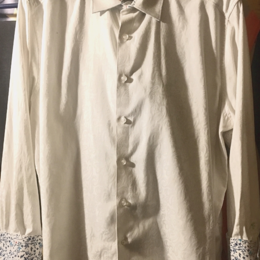 Men's Robert Graham white paisley long sleeve button-down shirt